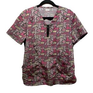 Scrubaid Women’s Tapered Fit Four Way stretch Scrubs Top Breast Cancer Awareness